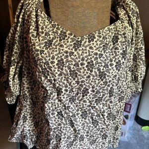 a.n.a Black Floral Print Blouse